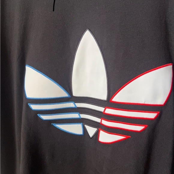 Adidas “The Brand with 3 stripes” Tricolor Trefoil black shirt size Large - Picture 4 of 5